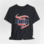 Vintage Black Bush League AF tee draped flat, showing the full front print