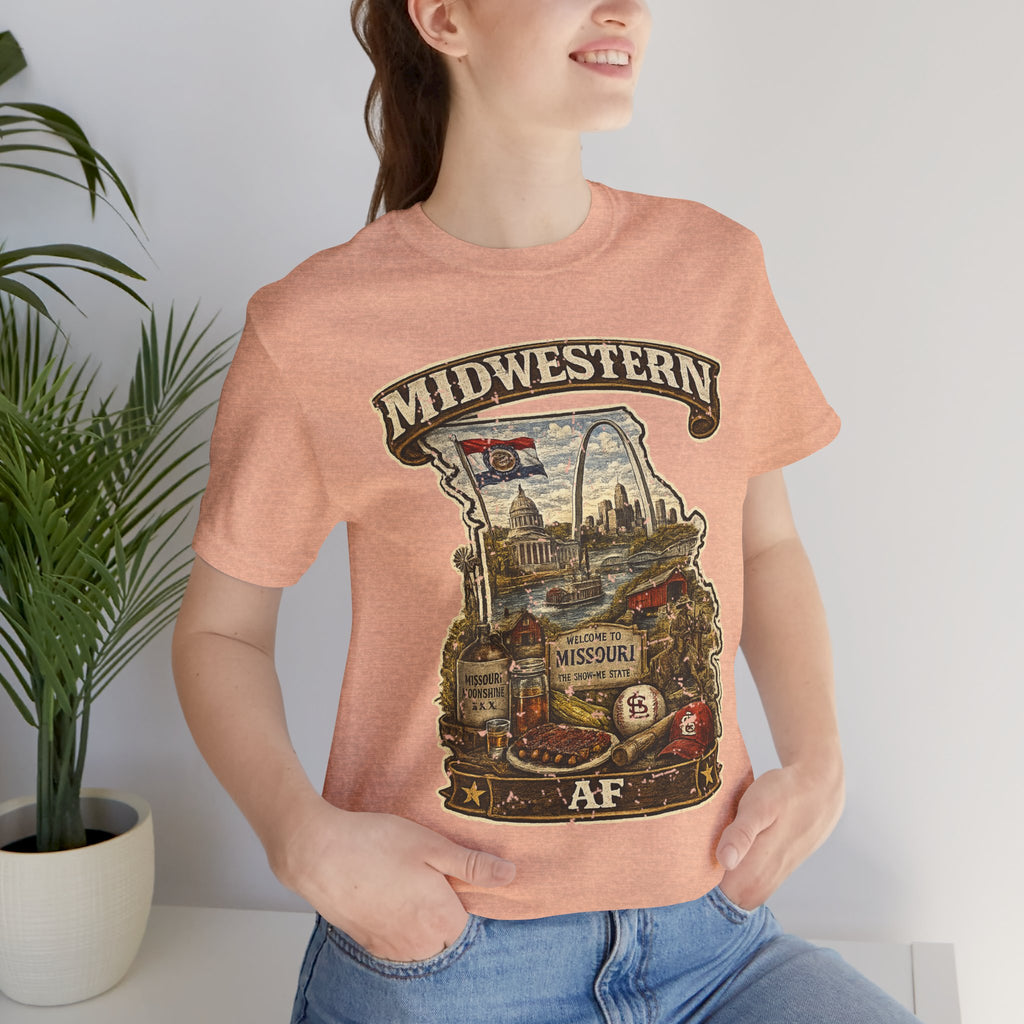 Missouri Midwestern AF T-Shirt | Show-Me State Graphic Tee | Bella + Canvas 3001 | Family Friendly Collection