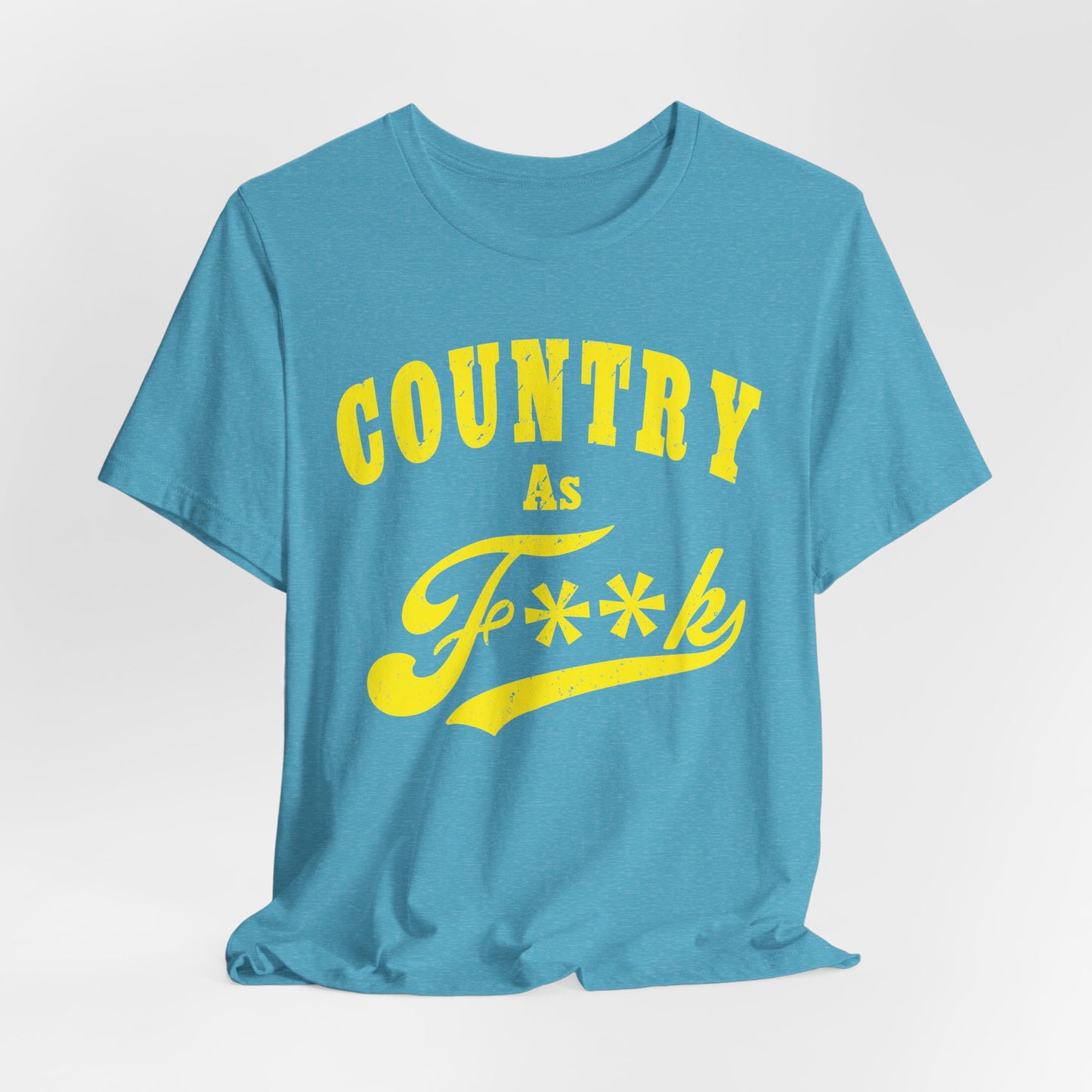 Country As Fk Tee | Funny Country Music & Southern Lifestyle Graphic PG-13 Version | Country As F**K T-shirt in Yellow Print