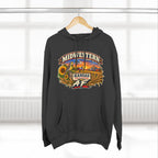 Charcoal heather Kansas AF hoodie on a wooden hanger, front graphic centred