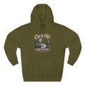 Army Green Country As Fuck hoodie laid flat with the country front graphic
