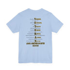 Army veteran T-shirt in Baby Blue showing the VETERAN acrostic back print