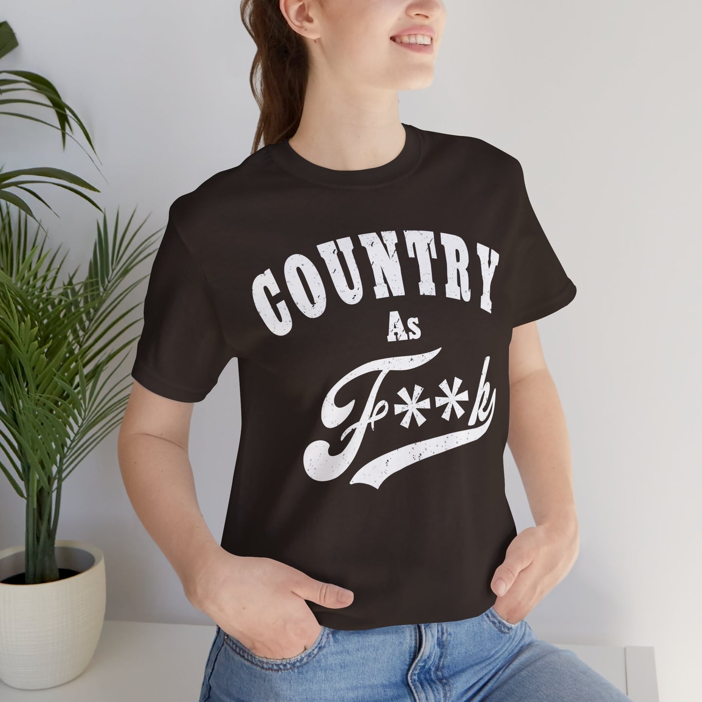 Country As Fk Graphic Tee | Funny Southern Country Pride Design PG-13 Version | Country AS F**k Graphic White Print