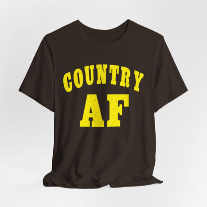 Country AF Shirt | Vintage Western Country Graphic for Rural Life Enthusiasts in Yellow Print