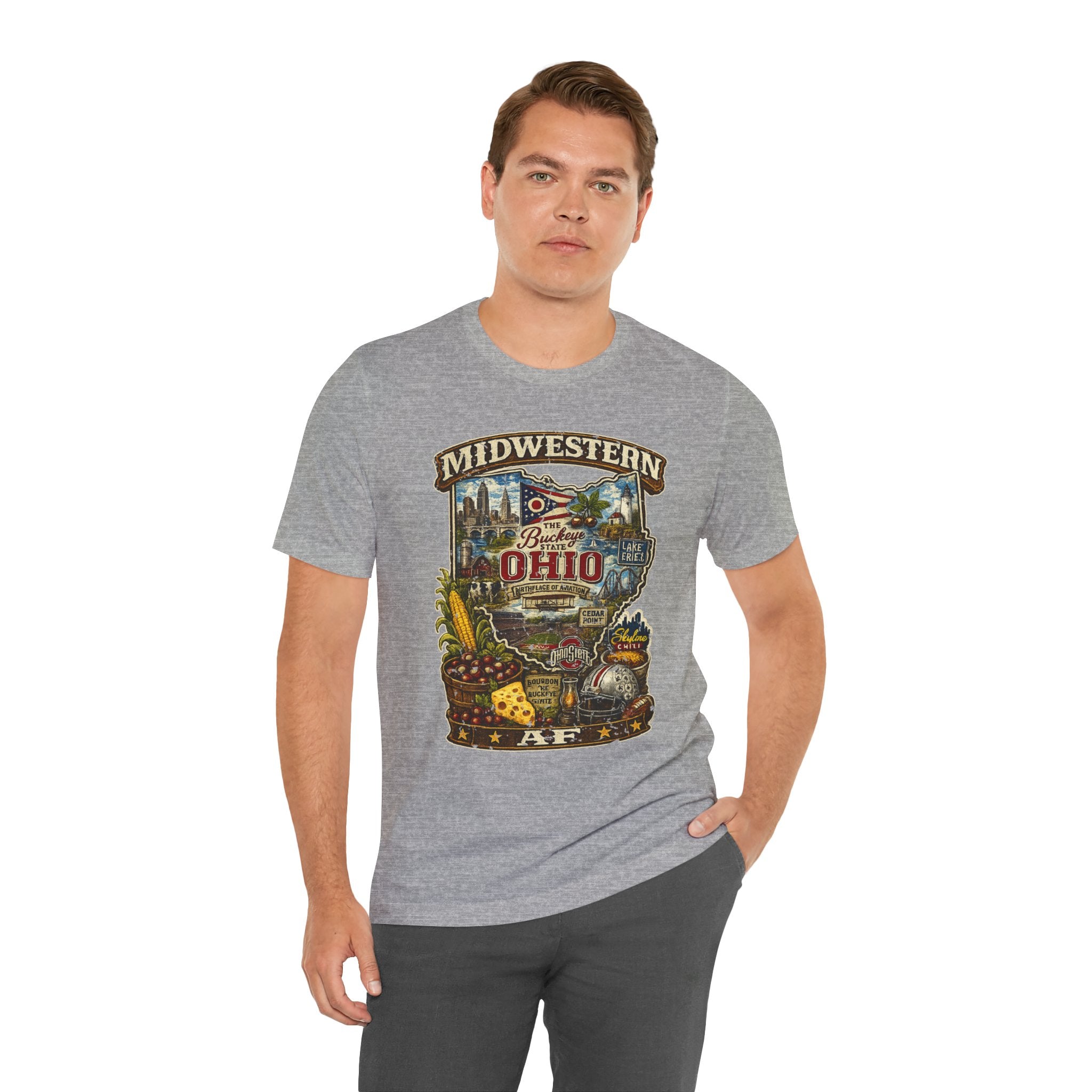 Ohio Midwestern AF T-Shirt | Buckeye State Graphic Tee | Bella + Canvas 3001 | Family Friendly Collection