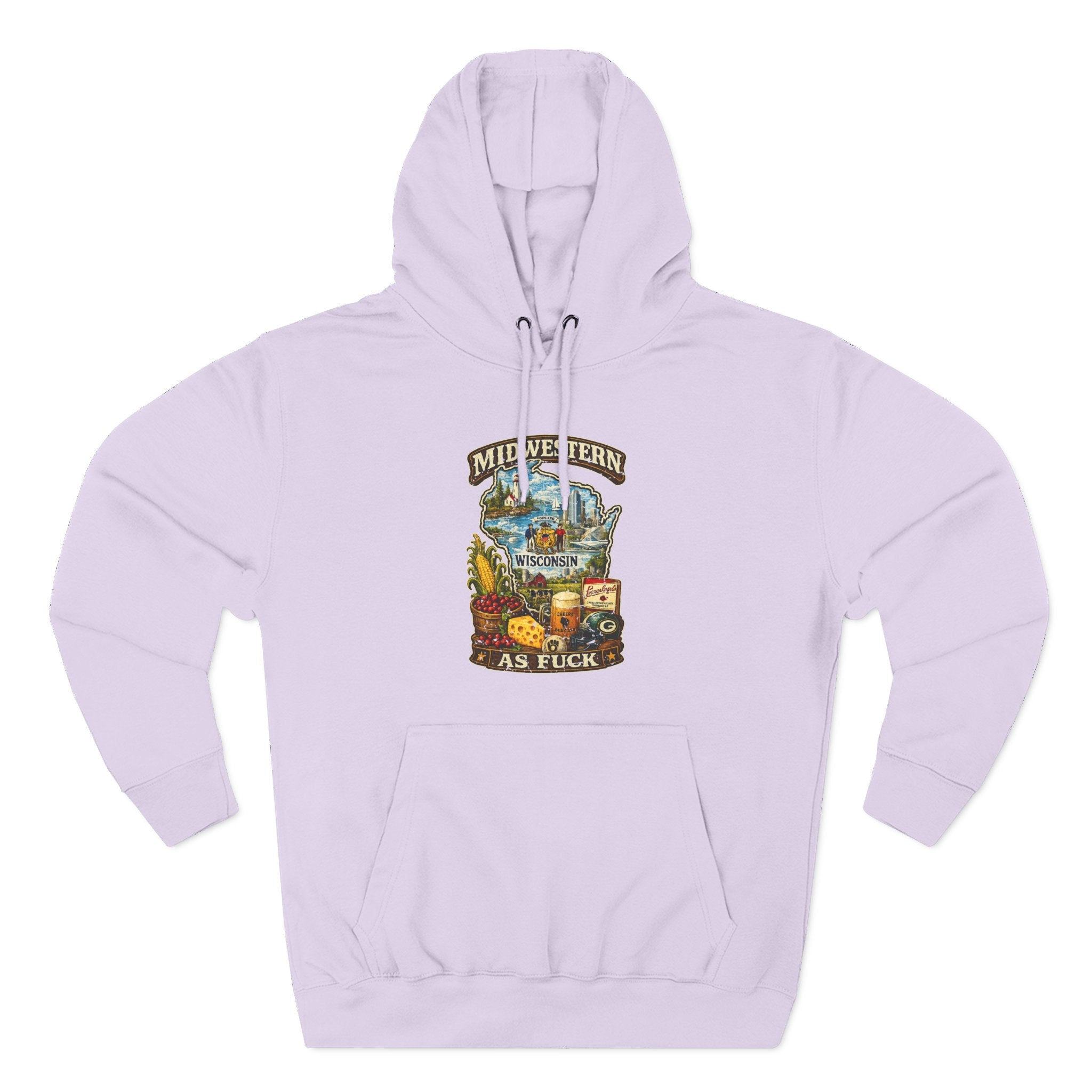 Lilac Midwestern As Fuck Wisconsin Hoodie, no filter Cheesehead State pride pullover