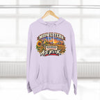 Lilac Kansas As F**K hoodie on a wooden hanger with the Sunflower State badge