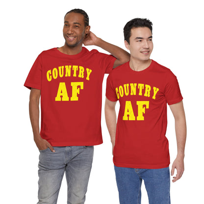 Country AF Shirt | Vintage Western Country Graphic for Rural Life Enthusiasts in Yellow Print