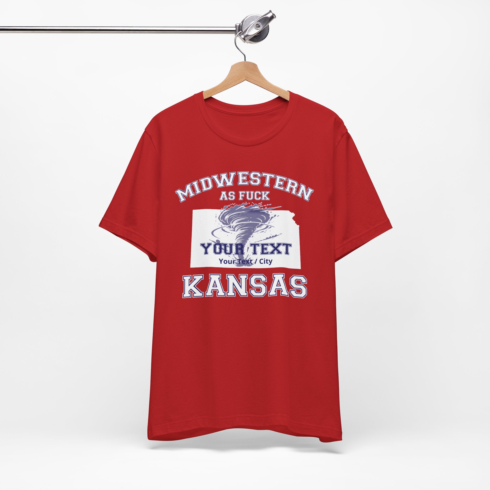 Personalized Kansas Midwestern As Fuck T-Shirt | Custom Kansas State Shirt with Your Text | No Limits Edition | Bella + Canvas Tee