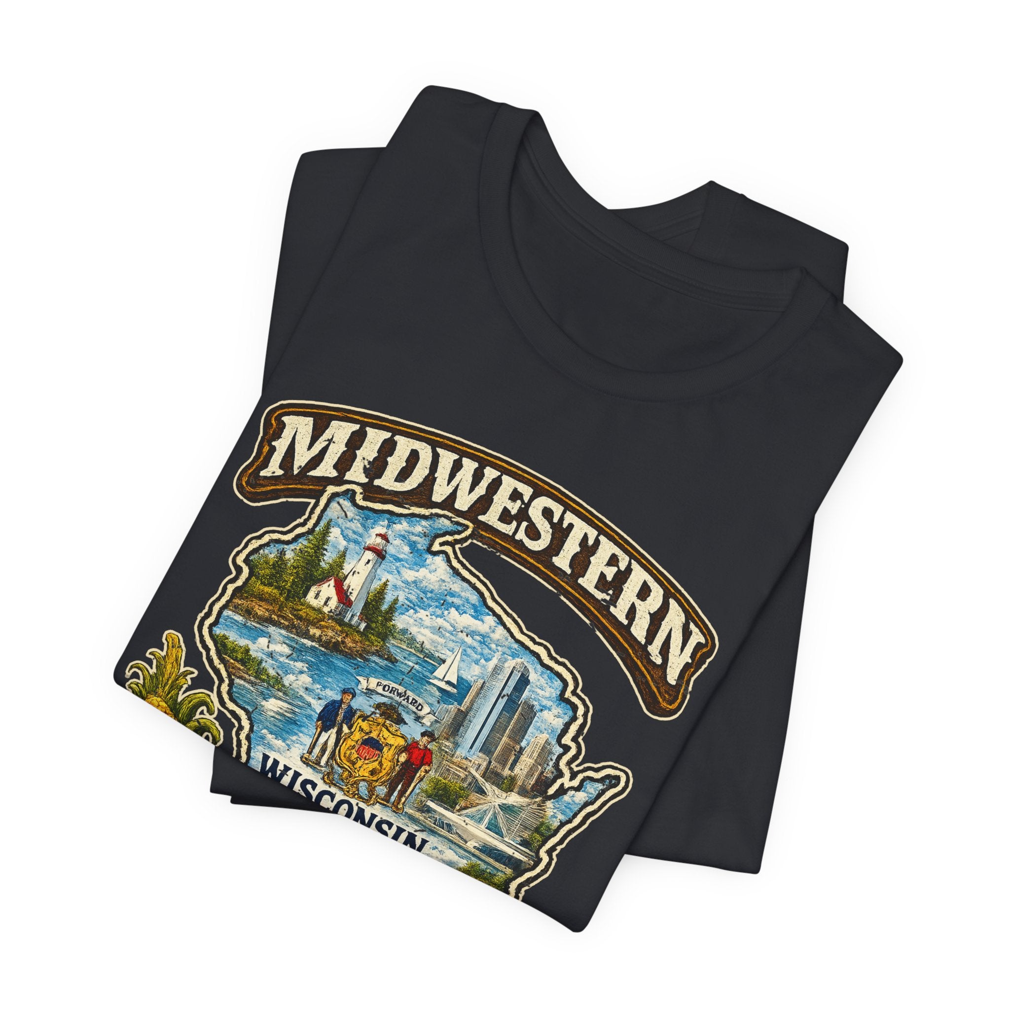 Midwestern AF Wisconsin T-Shirt | Funny Wisconsin Pride Tee | Bella + Canvas 3001 | Family Friendly Cheesehead State Shirt