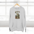 Midwestern As Fuck Michigan Hoodie – product photo 14 featuring a distressed vintage design featuring Michigan's Upper and Lower Peninsulas overlaid with the state outline, surrounded by Detroit's skyline, Woodward Avenue, the Great Lakes, and Traverse City cherries