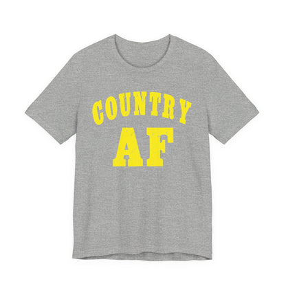 Country AF Shirt | Vintage Western Country Graphic for Rural Life Enthusiasts in Yellow Print