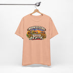 Heather peach Kansas As F**K tee on a wooden hanger, front print facing out