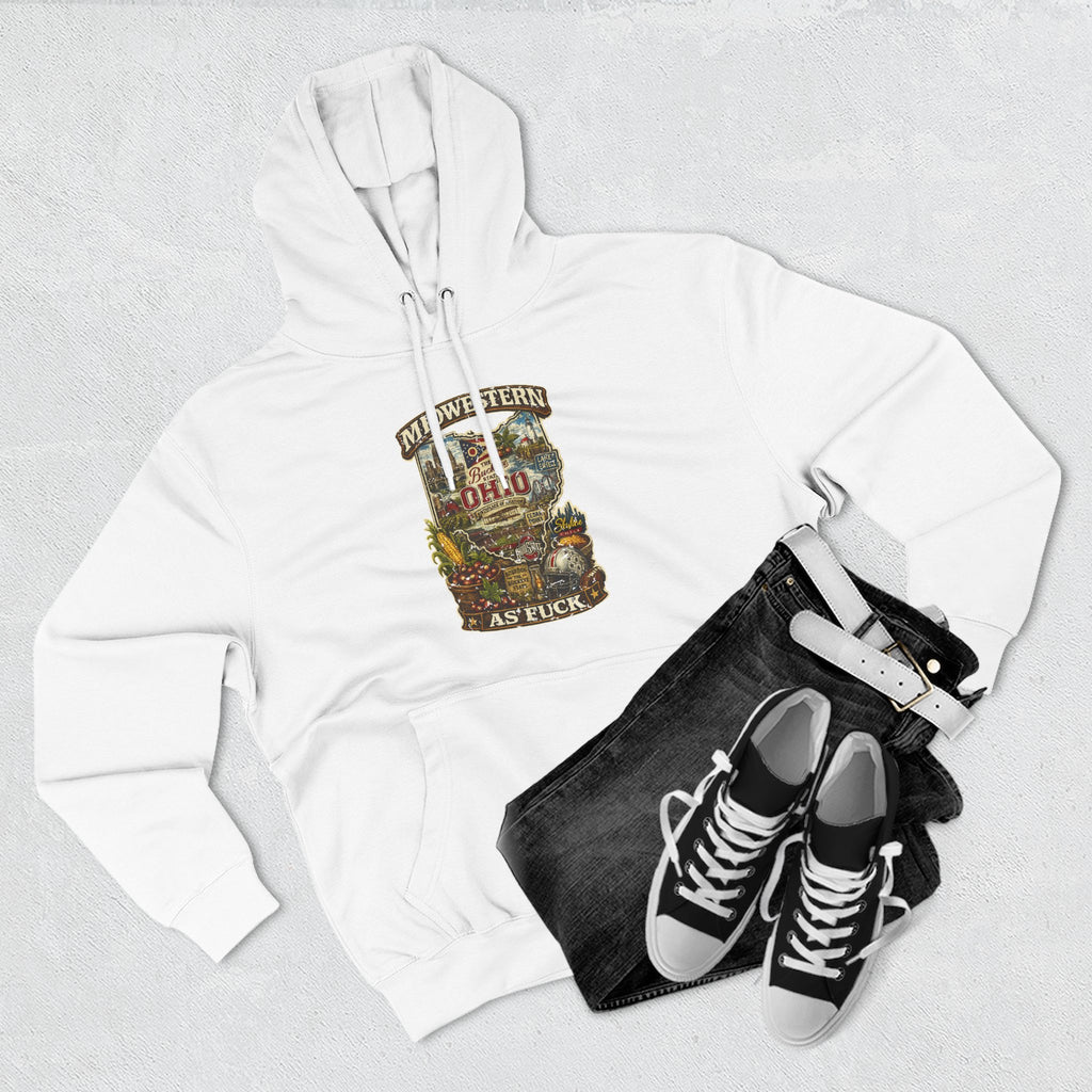 Ohio Midwestern As Fuck Hoodie | Buckeye State Graphic Pullover | Lane Seven LS14001 Fleece Hoodie | No Filter Collection