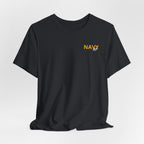 Navy veteran T-shirt in Vintage Black shown draped with the gold NAVY chest print