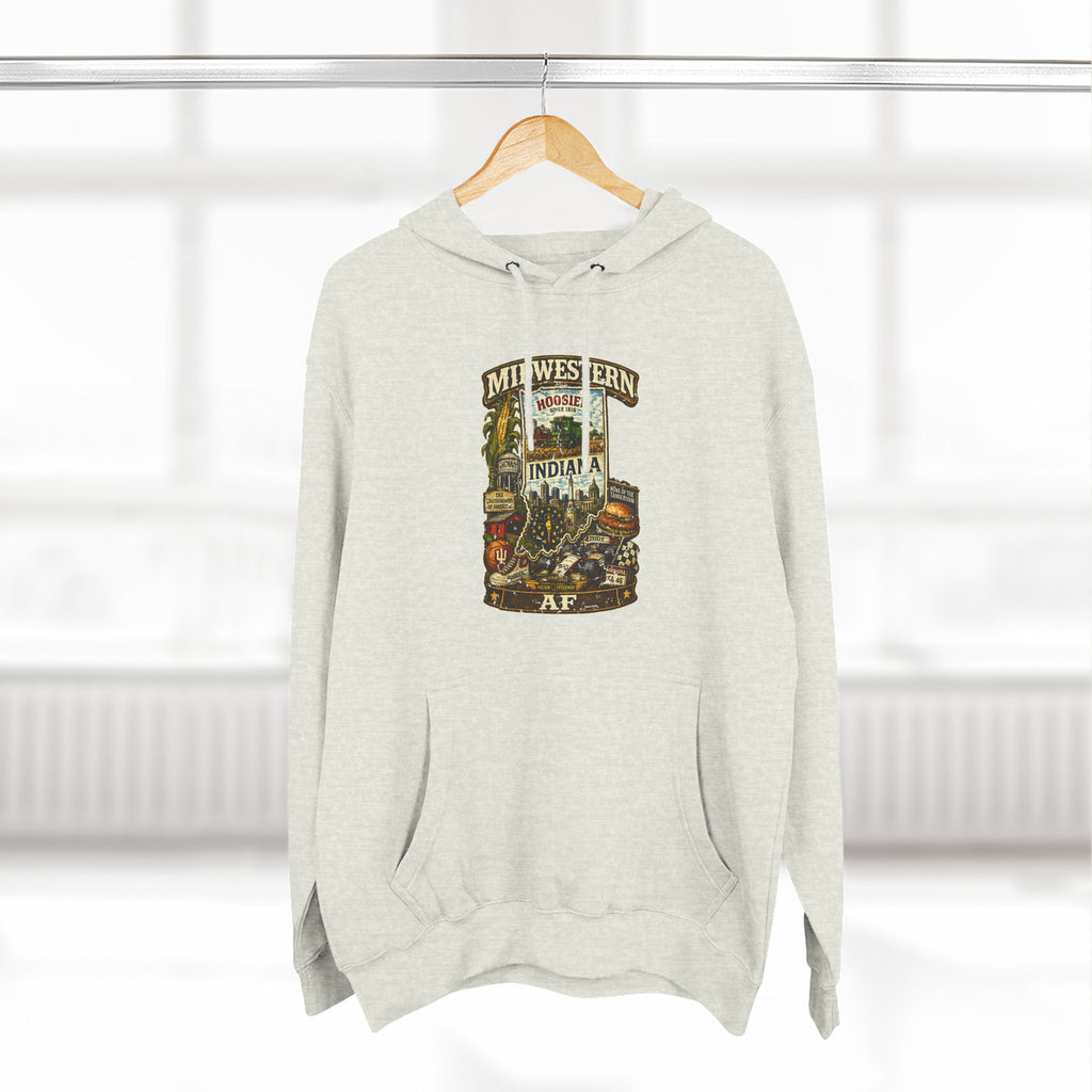 Indiana Midwestern AF Hoodie | Hoosier State Pullover Sweatshirt | Lane Seven Premium Hoodie | Family Friendly Collection