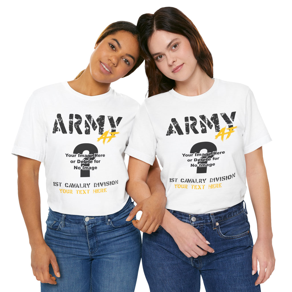 Two women wearing the Personalized U.S. Army AF T-shirt in White