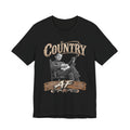 Black Country AF tee laid flat with the vintage banjo-player front print