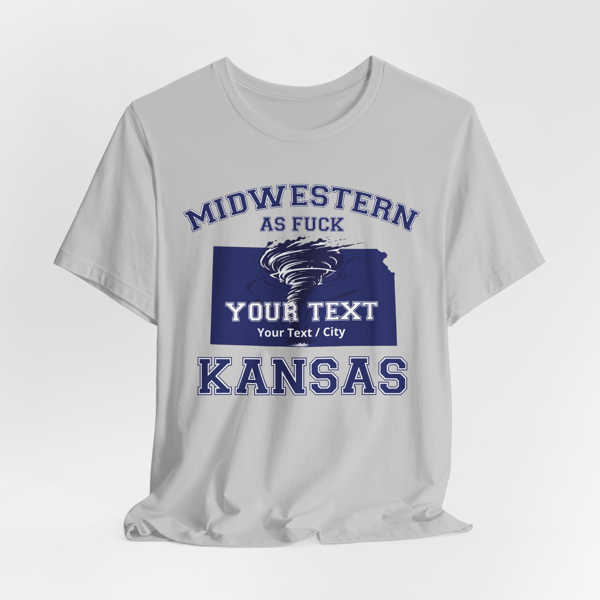 Personalized Kansas Midwestern As Fuck T-Shirt | Custom Kansas State Shirt with Your Text | No Limits Edition | Bella + Canvas Tee