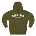 Army Green Nebraska hoodie laid flat with OFFUTT AIR FORCE BASE as the custom second line