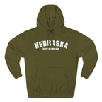 Army Green Nebraska hoodie laid flat with OFFUTT AIR FORCE BASE as the custom second line