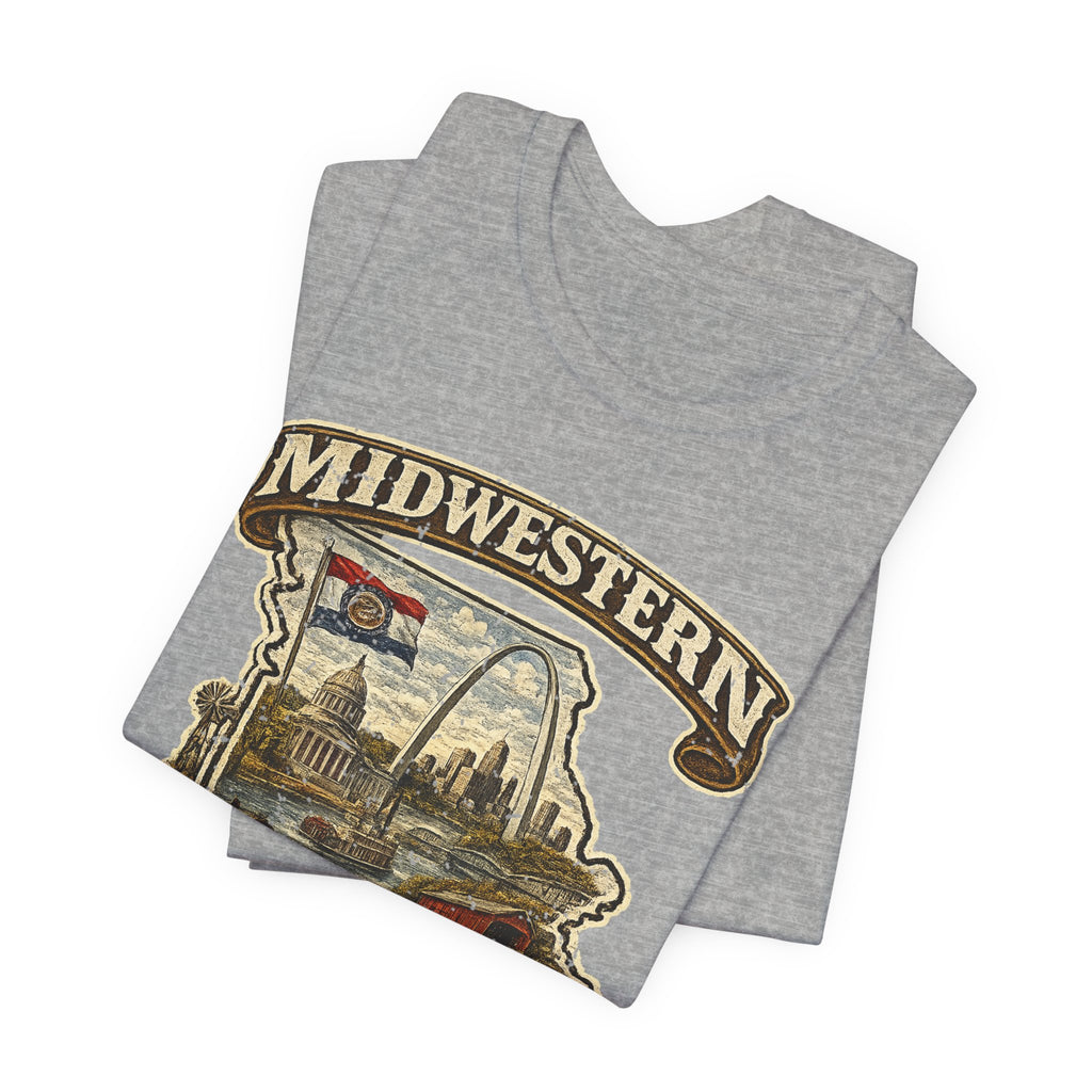 Missouri Midwestern AF T-Shirt | Show-Me State Graphic Tee | Bella + Canvas 3001 | Family Friendly Collection