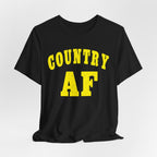Country AF Shirt on model in yellow – vibrant unisex country graphic tee