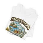 Midwestern As Fuck Wisconsin T-Shirt | Funny Wisconsin Pride Tee | Bella + Canvas 3001 | Vintage Cheesehead State Shirt