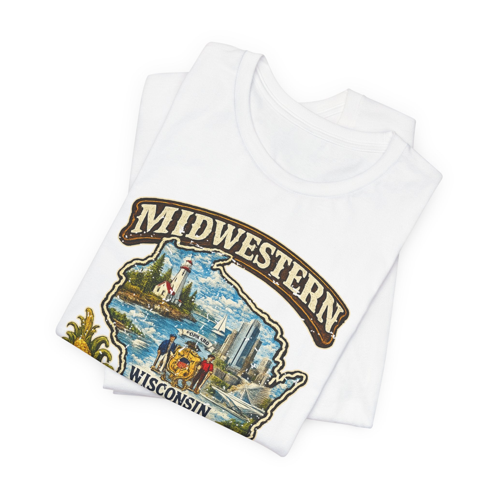Midwestern As Fuck Wisconsin T-Shirt | Funny Wisconsin Pride Tee | Bella + Canvas 3001 | Vintage Cheesehead State Shirt