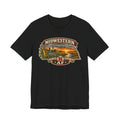 Black Nebraska T-shirt laid flat with the full-colour Midwestern AF Cornhusker State graphic