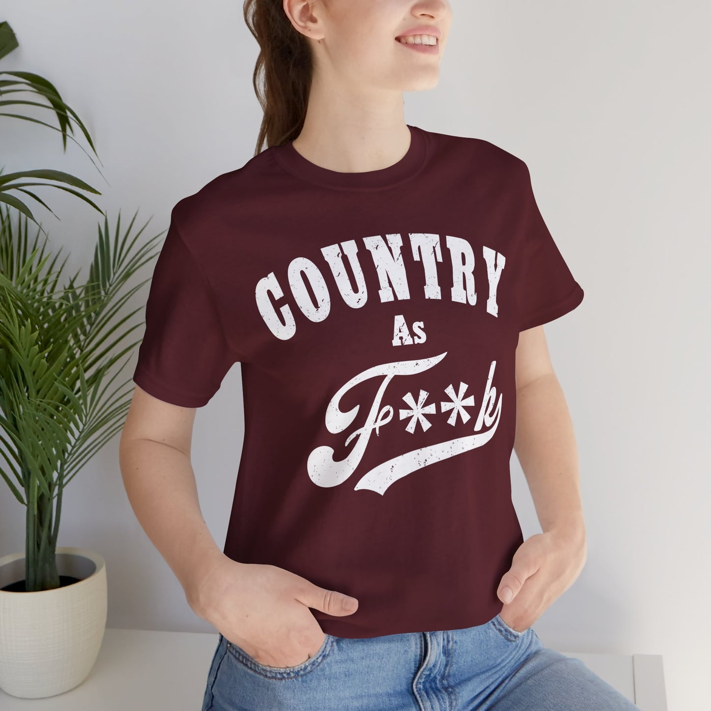 Country As Fk Graphic Tee | Funny Southern Country Pride Design PG-13 Version | Country AS F**k Graphic White Print