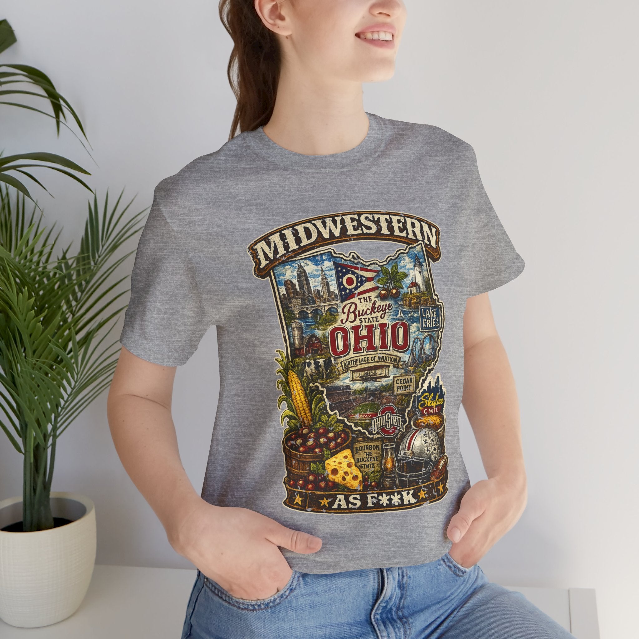Ohio Midwestern As F**K T-Shirt | Buckeye State Graphic Tee | Bella + Canvas 3001 | Slightly Salty Collection