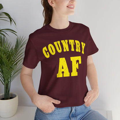 Country AF Shirt | Vintage Western Country Graphic for Rural Life Enthusiasts in Yellow Print