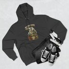 Family Friendly Midwestern AF Michigan Hoodie – product photo 15 featuring a distressed vintage design featuring Michigan's Upper and Lower Peninsulas overlaid with the state outline, surrounded by Detroit's skyline, Woodward Avenue, the Great Lakes, and Traverse City cherries