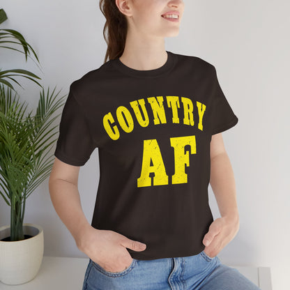 Country AF Shirt | Vintage Western Country Graphic for Rural Life Enthusiasts in Yellow Print