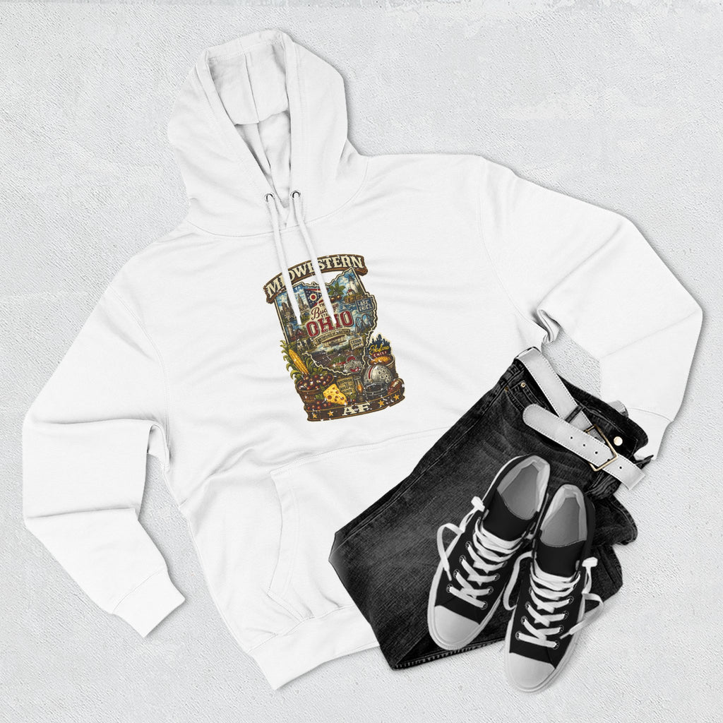 Ohio Midwestern AF Hoodie | Buckeye State Graphic Pullover | Lane Seven LS14001 Fleece Hoodie | Family Friendly Collection