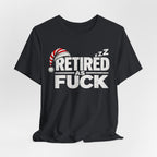Vintage Black Retired As Fuck tee draped loosely with the front nightcap print