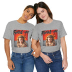 Two women modelling the Athletic Heather Feral AF tee side by side, both front prints visible