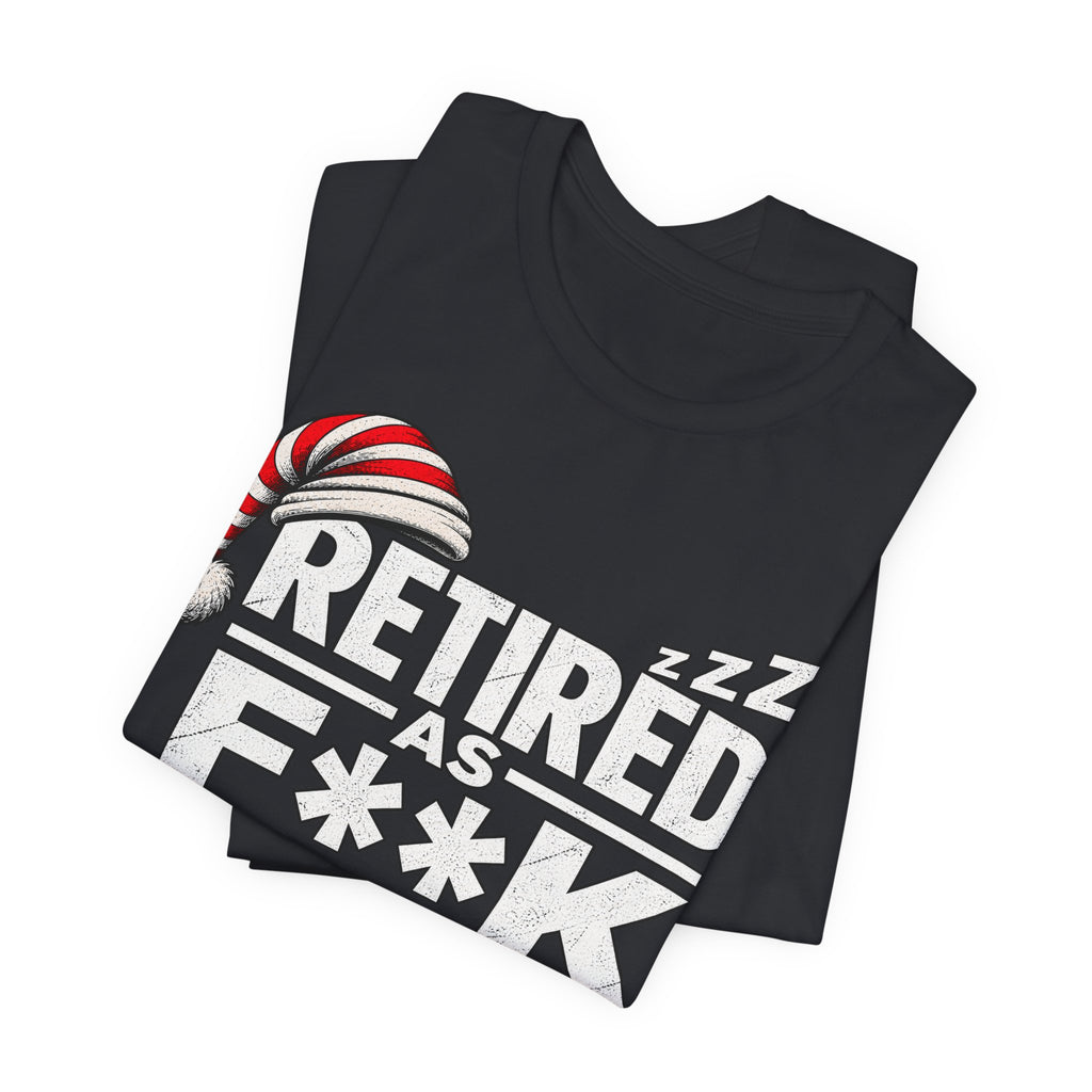 Vintage Black Retired As F**K tee folded with the white lettering across the fold