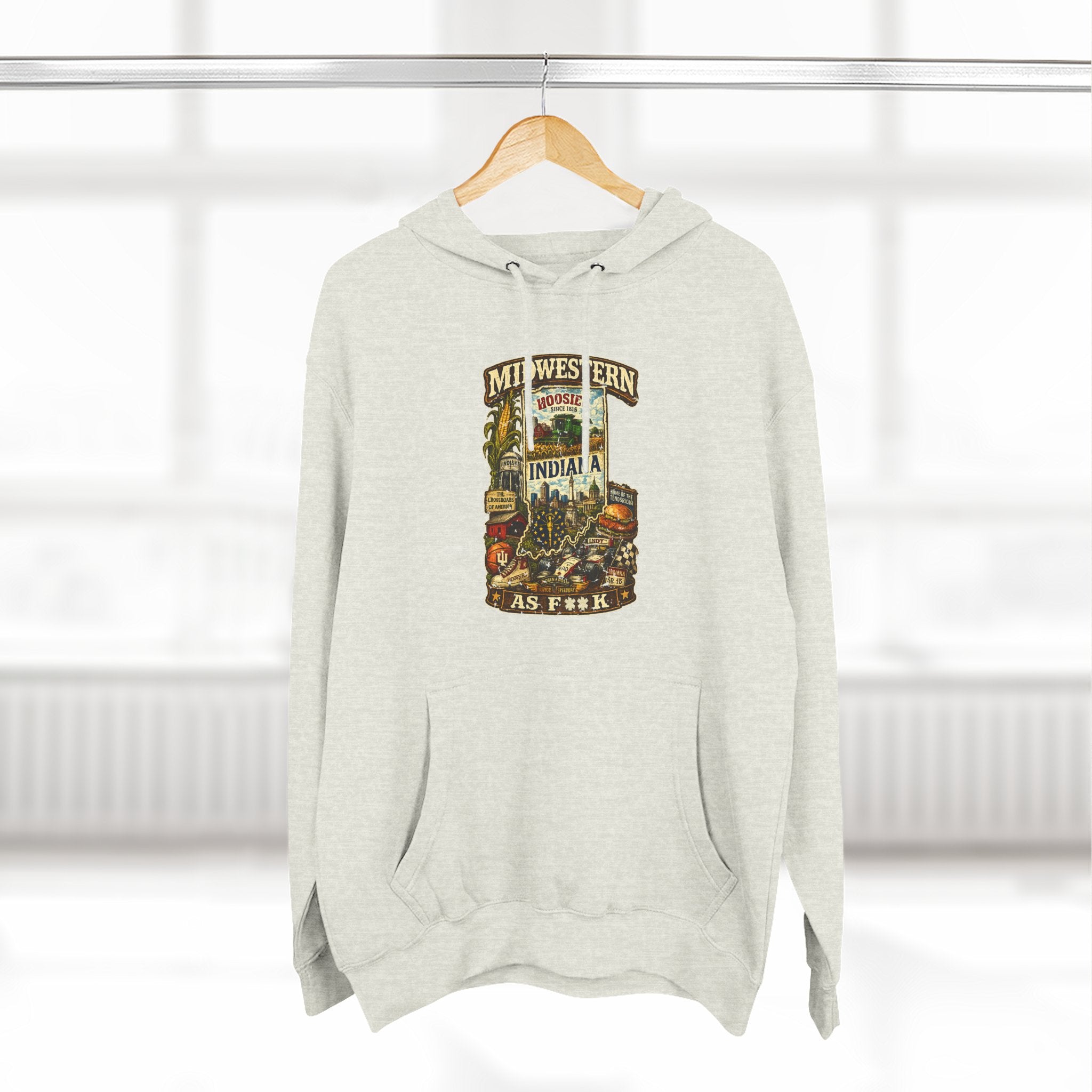 Indiana Midwestern As F**K Hoodie | Hoosier Pride Sweatshirt | Lane Seven LS14001 3-Panel Fleece | Slightly Salty Collection
