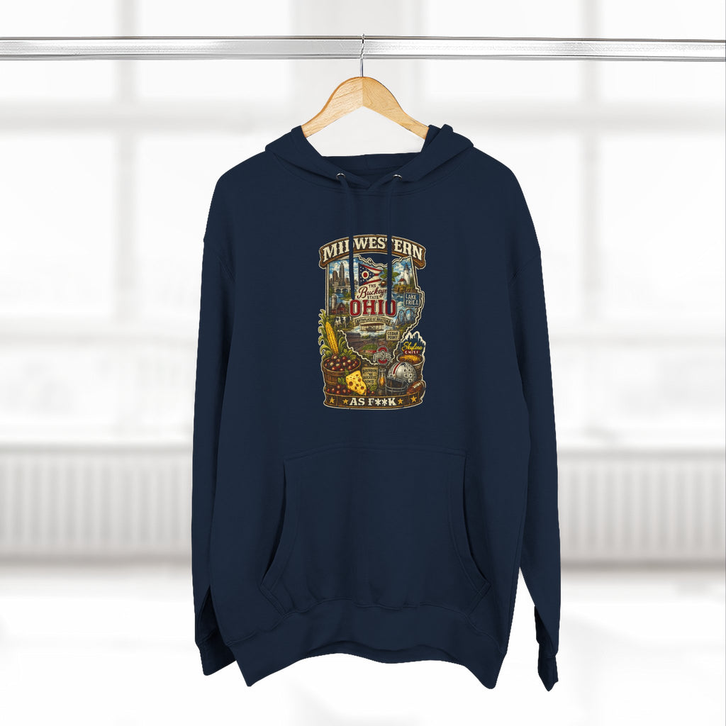 Ohio Midwestern As F**K Hoodie | Buckeye State Graphic Pullover | Lane Seven LS14001 Fleece Hoodie | Slightly Salty Collection
