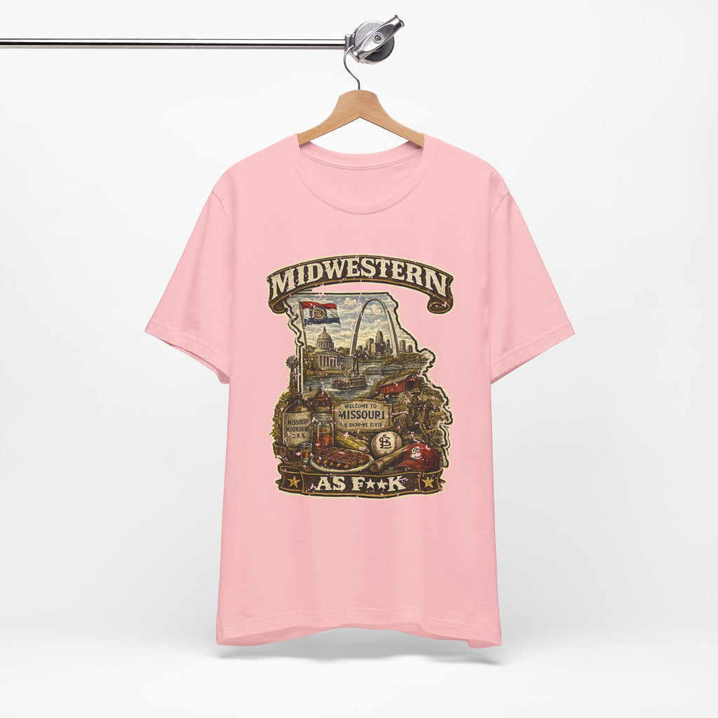 Missouri Midwestern As F**K T-Shirt | Show-Me State Graphic Tee | Bella + Canvas 3001 | Slightly Salty Collection