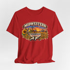 Red Kansas AF T-shirt draped flat with the full front graphic