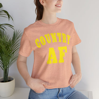 Country AF Shirt | Vintage Western Country Graphic for Rural Life Enthusiasts in Yellow Print