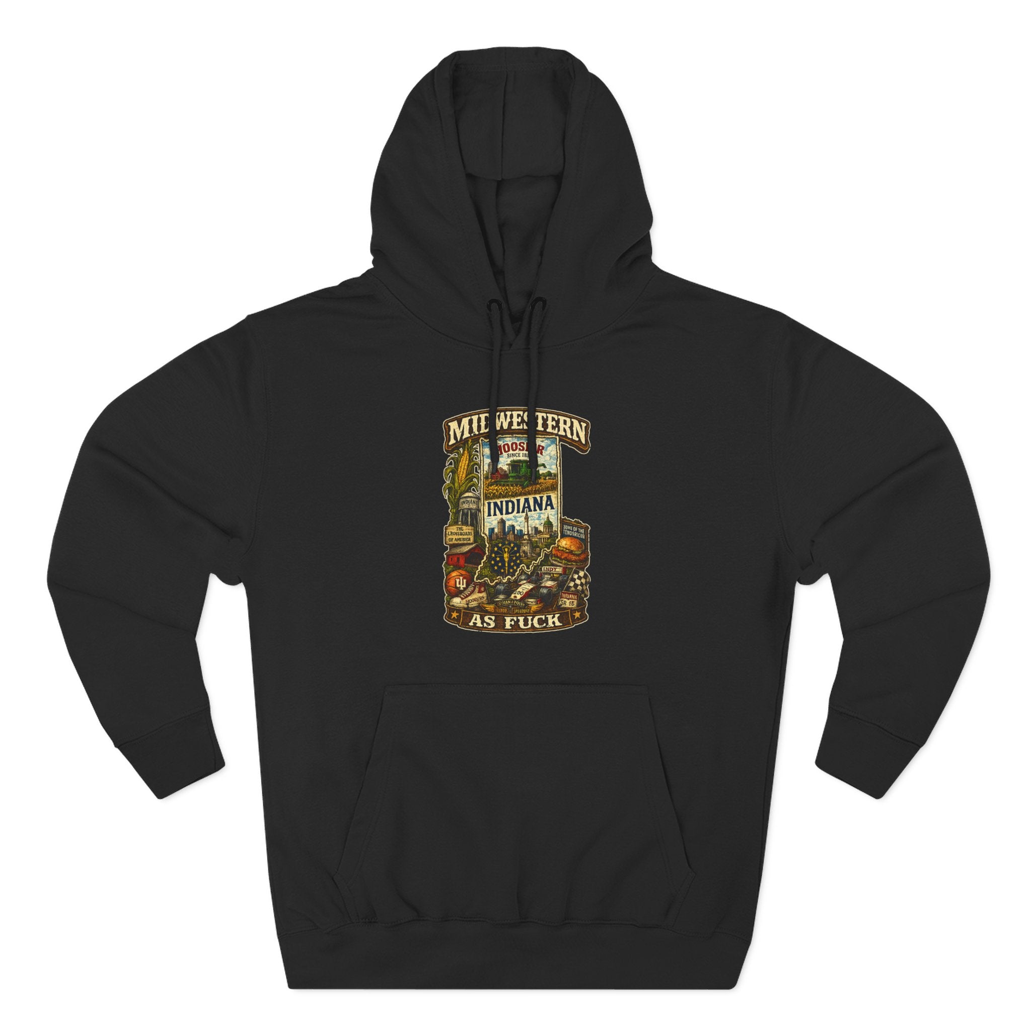 Black Midwestern As Fuck Indiana Hoodie, no filter Hoosier State pride pullover