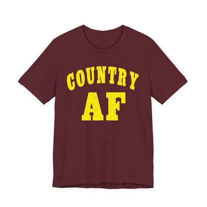 Country AF Shirt | Vintage Western Country Graphic for Rural Life Enthusiasts in Yellow Print