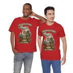 Slightly Salty Midwestern As F**K Michigan T-Shirt – product photo 19 featuring a distressed vintage design featuring Michigan's Upper and Lower Peninsulas overlaid with the state outline, surrounded by Detroit's skyline, Woodward Avenue, the Great Lakes, and Traverse City cherries