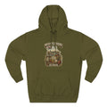 Missouri Midwestern As Fuck hoodie in Army Green laid flat, vintage Show-Me State graphic design