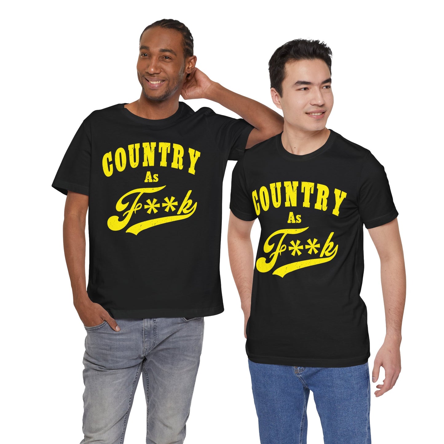 Country As Fk Tee | Funny Country Music & Southern Lifestyle Graphic PG-13 Version | Country As F**K T-shirt in Yellow Print
