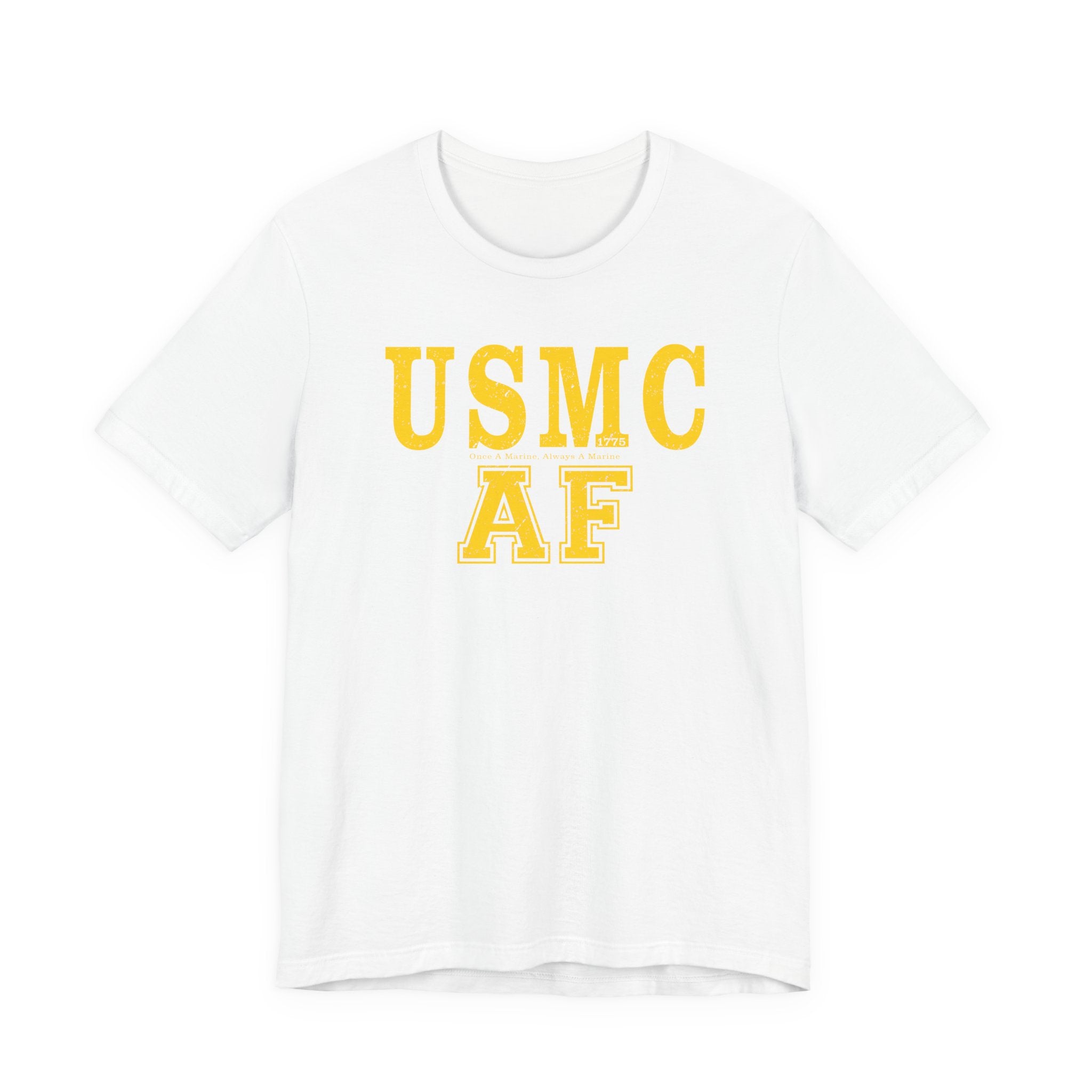 Marine Corps AF Yellow 18+ Shirt in white – Marine veteran yellow pride shirt